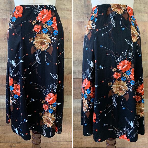 Vintage 1970’s Boho Tunic Mock Neck 2 Piece Skirt Set Size M - Picture 5 of 6